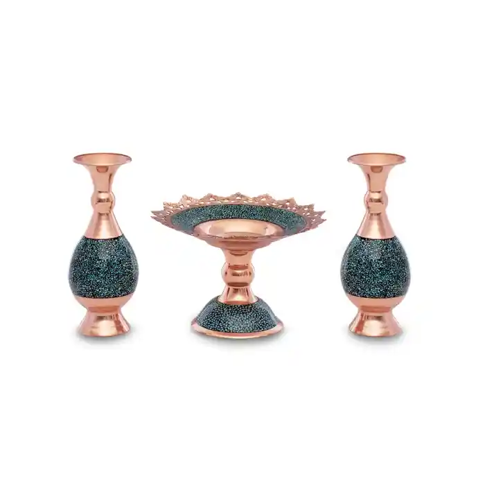 ست گلدان و شکلات خوری فیروزه‌ کوبی - Image 2